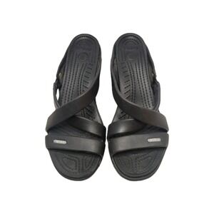 Crocs Women's Cyprus IV Heel Sandals Black Slip-on Open Toe Size 9